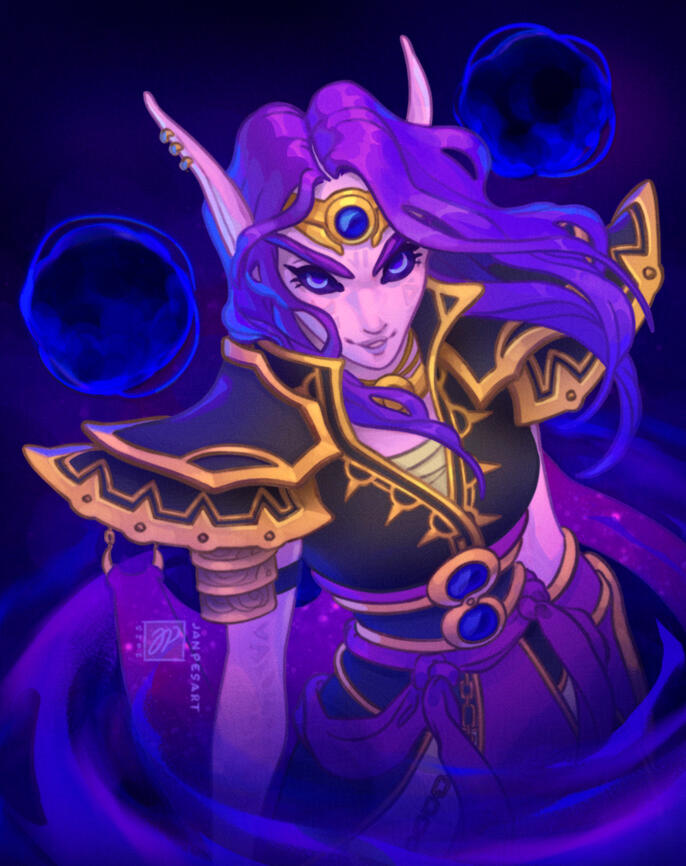 Fanart of Xal'atath from World of Warcraft.