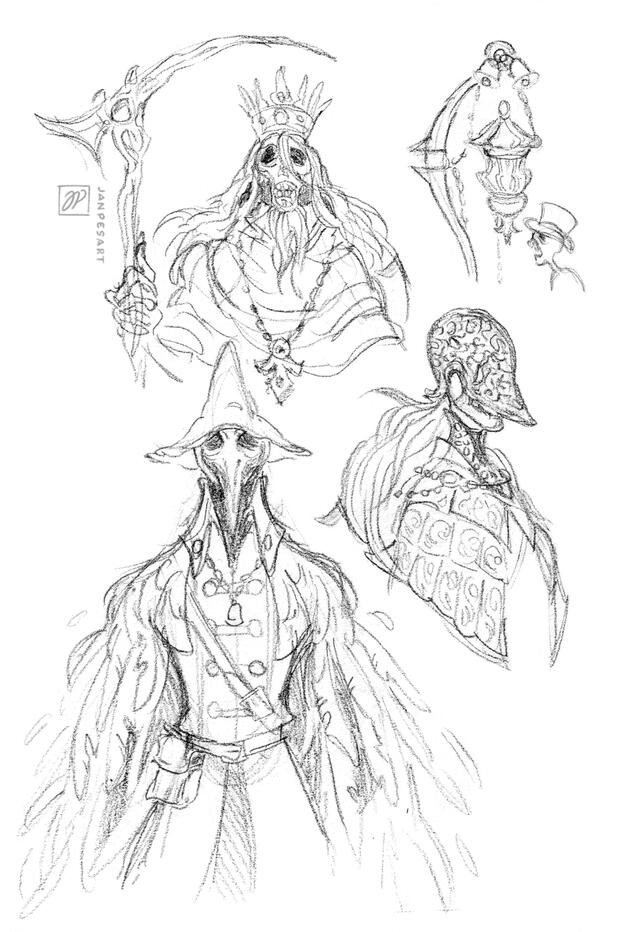 Traditional sketches from Bloodborne.